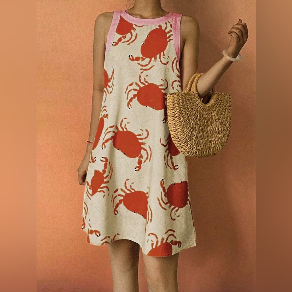 Orange Crab Print Shift